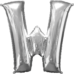 16" Mini Silver Letter W Balloon Self Sealing #33056