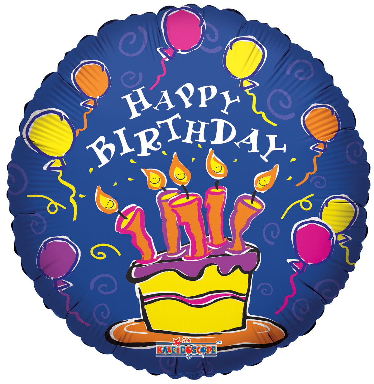 18" Happy Birthday Blue Cake Candles Helium Foil Balloon (5 Pack) #17110-18