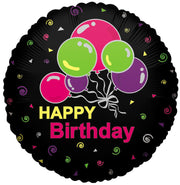 **SPECIAL PRICE** 9" Happy Birthday Red Burst Air Fill Foil Balloons (5 PACK) #17179-09
