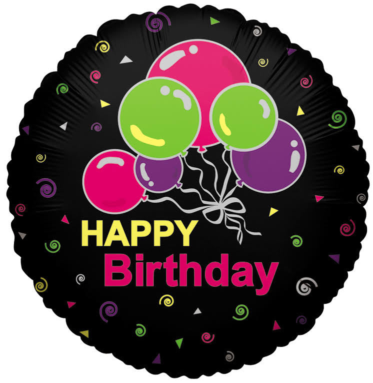 **SPECIAL PRICE** 9" Happy Birthday Red Burst Air Fill Foil Balloons (5 PACK) #17179-09