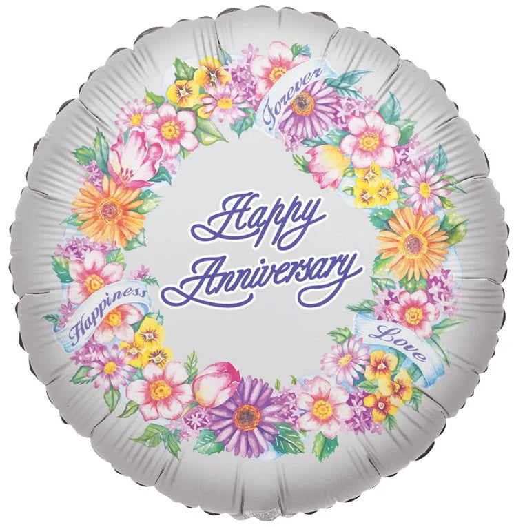 18" Anniversary Greeting Helium Foil Balloon (5 Pack) #17258