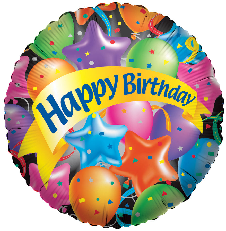18" Happy Birthday Festive Helium Foil Balloon (5 Pack) #17400