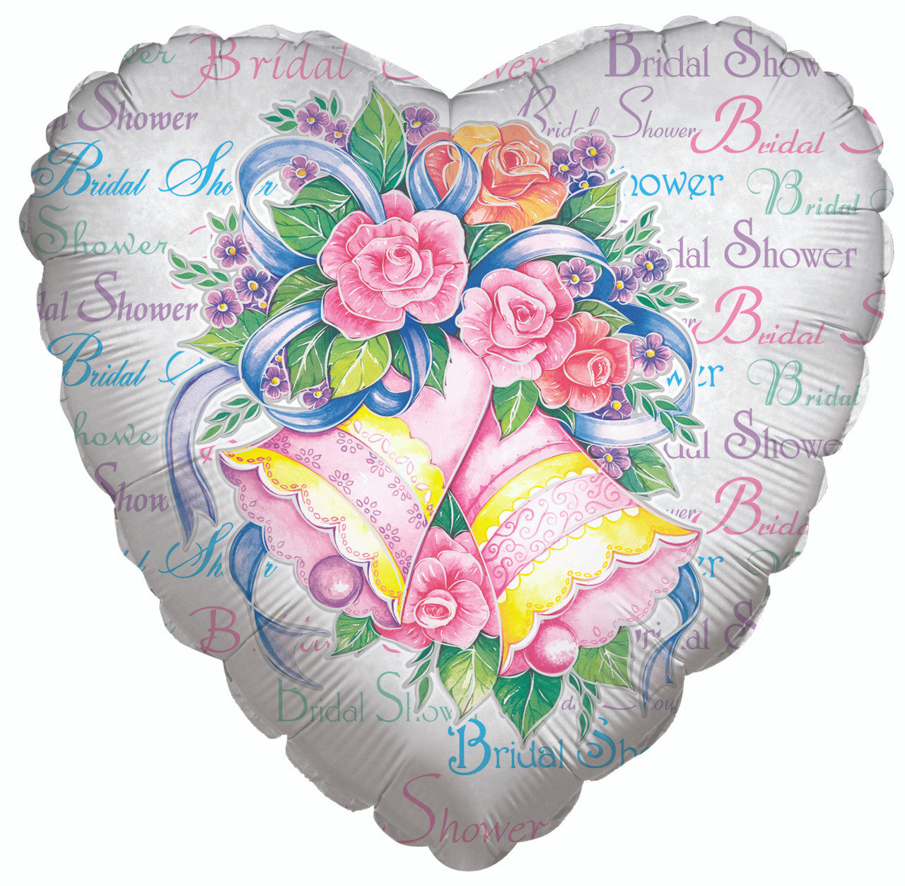18" Bridal Shower Heart Shape Bells Helium Foil Balloons (5Pack) 17450