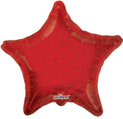 22" Holographic Red Star Shape Helium Foil Balloon 5 pack #17686-22