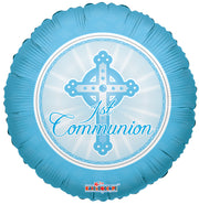 18" Blue Communion Foil Helium Balloons Blue (10 PACK) #17696