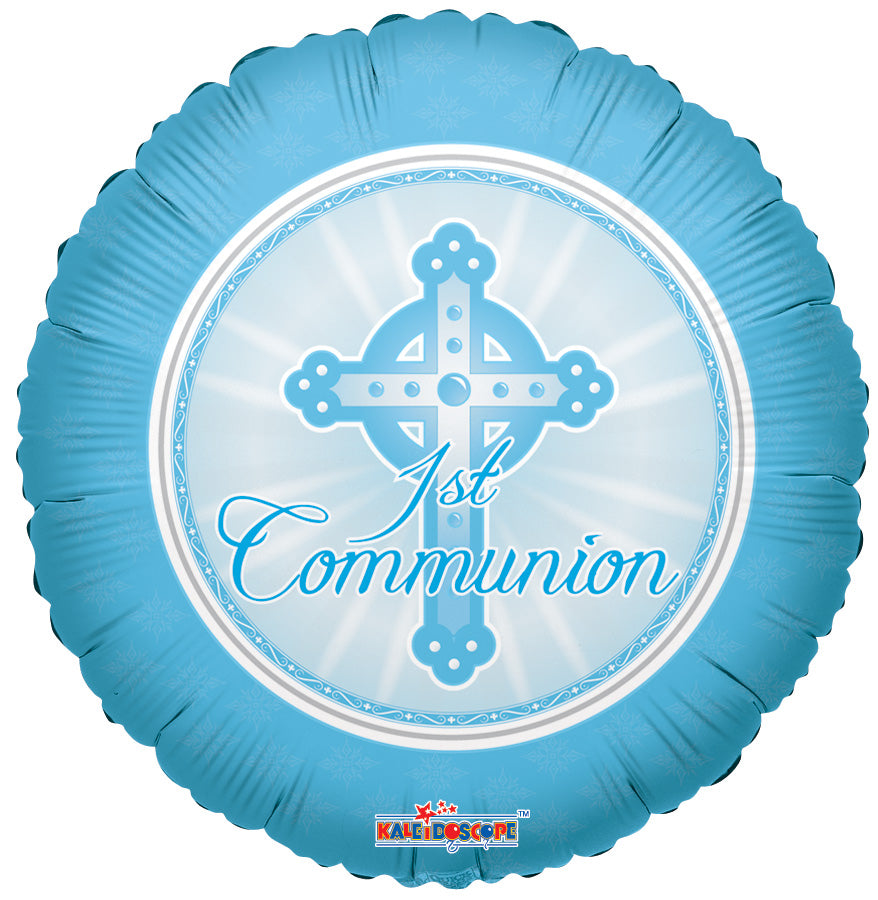18" Blue Communion Foil Helium Balloons Blue (10 PACK) #17696