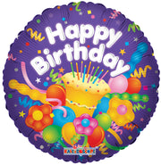 18" Happy Birthday Purple Helium Foil Balloons (5 PACK) #17721