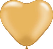 6" Qualatex Gold Heart Shape Latex Balloons 100ct Air Fill Only #17726