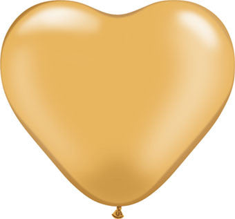 6" Qualatex Gold Heart Shape Latex Balloons 100ct Air Fill Only #17726