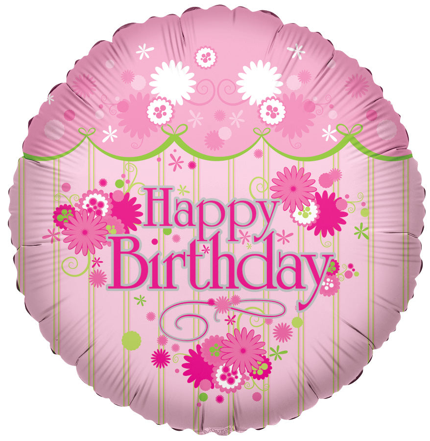 18" Happy Birthday Feminine Helium Foil Balloons (5 PACK) #17760