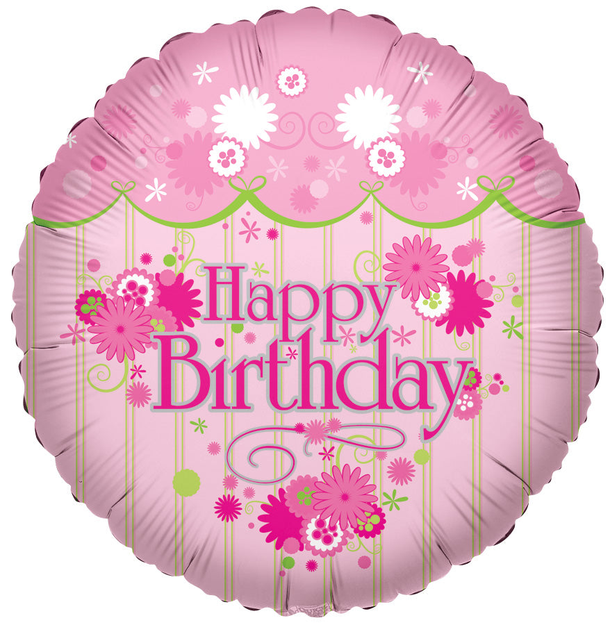 18" Happy Birthday Feminine Helium Foil Balloons (5 PACK) #17760