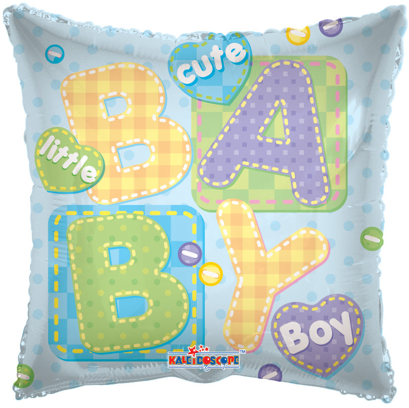 18" Boy Big Letters Square Shape Helium Foil Balloons (5 PACK) #17770 (D)