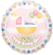9" Mini New Baby Girl Air Fill Only Foil Balloon (5 PACK) #17776-09