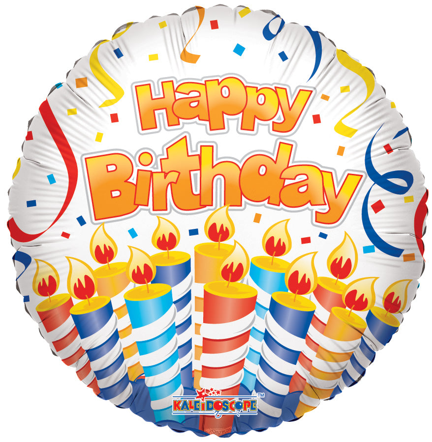 18" Happy Birthday Lots of Candles Print Foil Balloon (5 Pack) #17799-18
