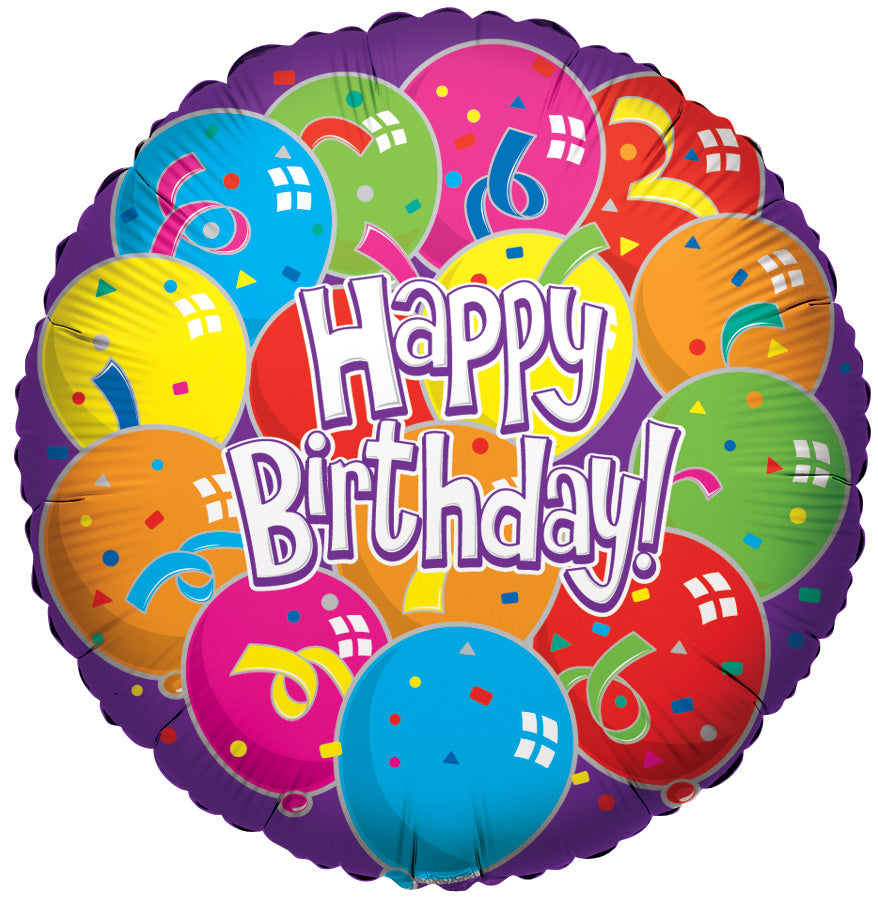 18" Happy Birthday Purple Balloons Helium Foil Balloon (5 Pack) #17801