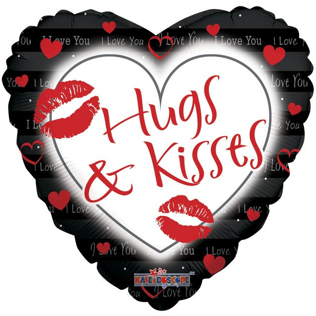 18" Hugs &amp; Kisses Heart Shaped Helium Foil Balloons (5 PACK) #17846