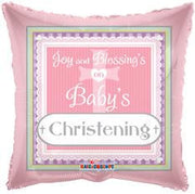 18" Pink Girl Christening Square Shape Helium Foil Balloons (5 pack) #17912