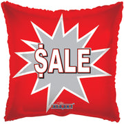 18" Sale Burst Red Square Helium Foil Balloons  (5 PACK) #17938