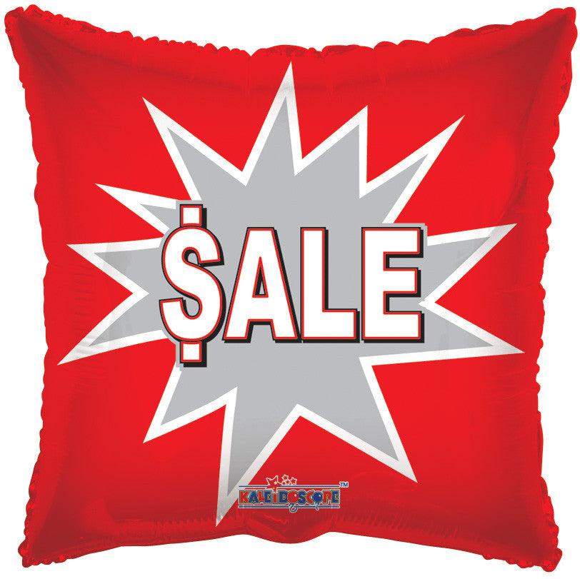 18" Sale Burst Red Square Helium Foil Balloons  (5 PACK) #17938