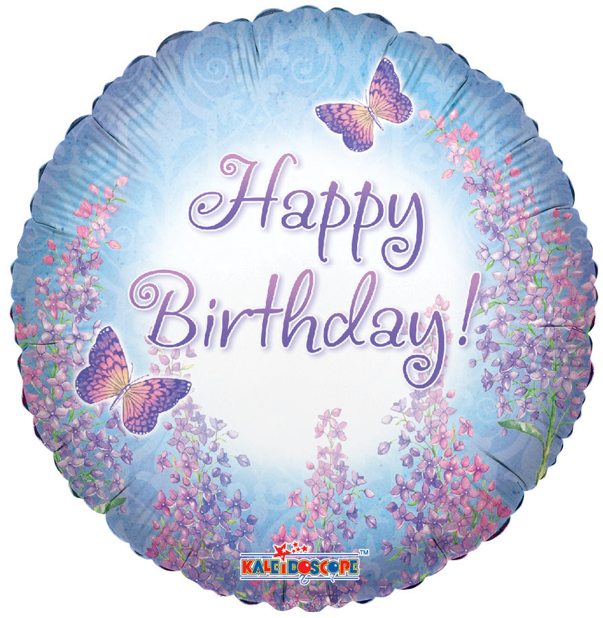 18" Happy Birthday Lilac Butterflies Helium Foil Balloons (5 PACK) #17970