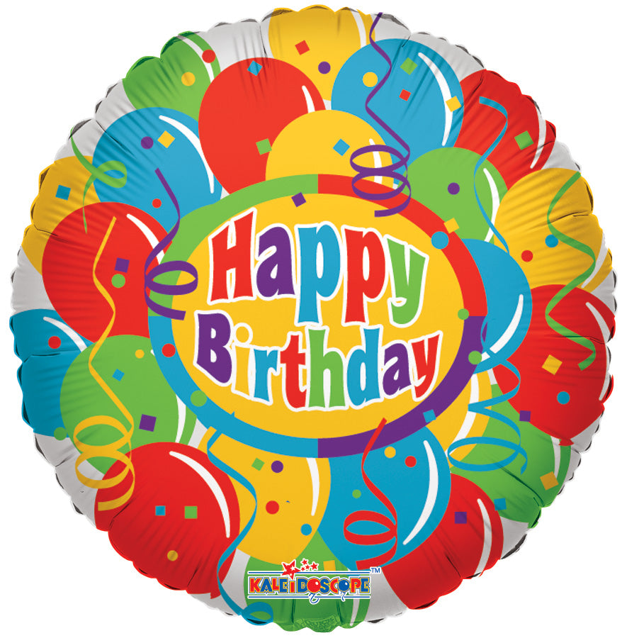 18" Happy Birthday Balloons & Confetti Helium Foil Balloons (5 PACK) #17979