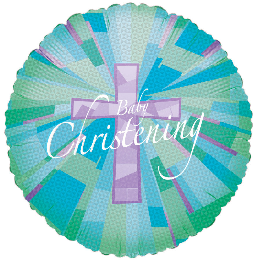 18" Boy Christening Holographic Helium Foil Balloons (5 PACK)#17997