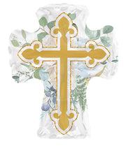 12" Religious Holy Cross Shape Air Fill Foil Balloons (5 Pack) #85150