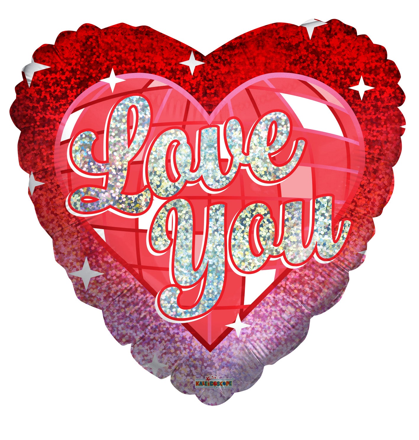 18" Love You Holographic Heart Helium Foil Balloon (5 PACK) #18360