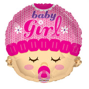 18" Baby Girl Head Shape Helium Foil Balloon (5 PACK) #19610