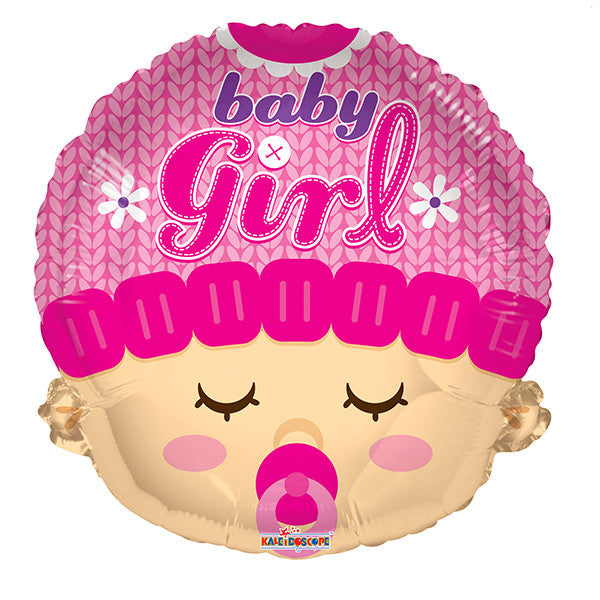 18" Baby Girl Head Shape Helium Foil Balloon (5 PACK) #19610