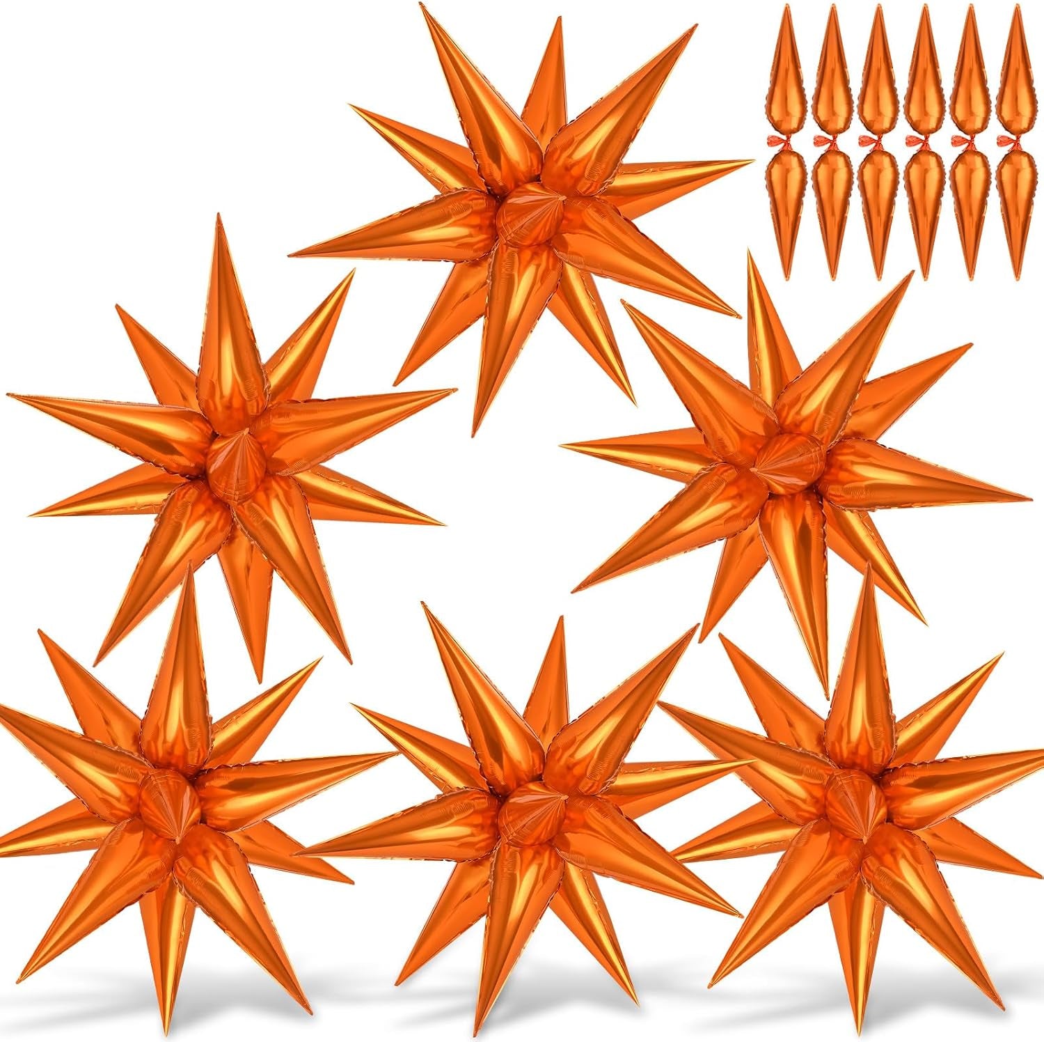 74 PCS Silver Star Balloons, 12 Point Star Foil Mylar Balloons Spike Explosion Cone Balloon for Party Decorations Supplies, Birthday, Wedding, Baby Shower, Graduation Balloon 2025