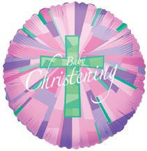 18" Girl Christening Holographic Helium Foil Balloons (5 PACK)