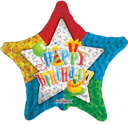 19" Pattern Star Birthday  Helium Foil Balloons (5 Pack) #17969