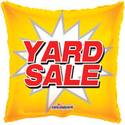 18" Yard Sale Burst Yellow Square Helium Foil Balloons (D) (5 PACK) #19037