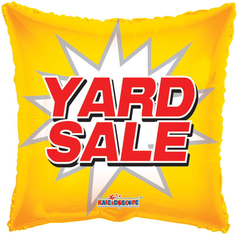 18" Yard Sale Burst Yellow Square Helium Foil Balloons  (5 PACK) #19037
