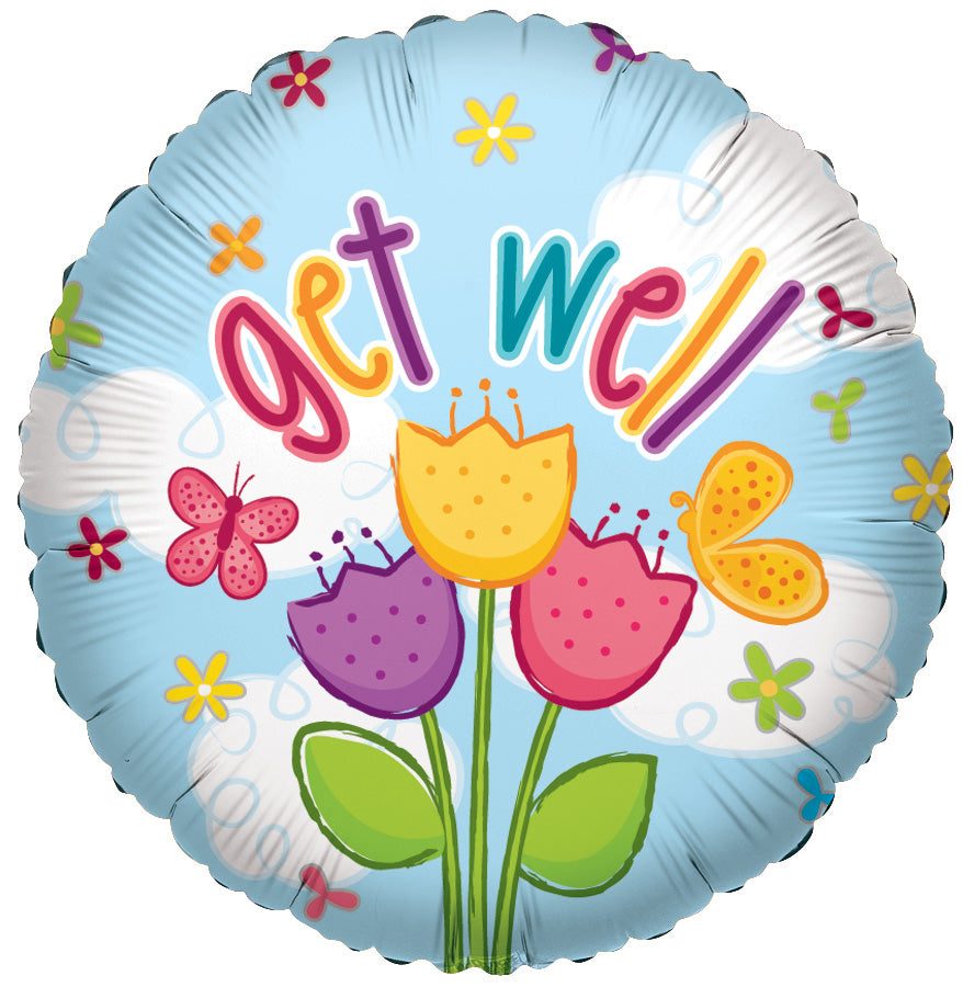 18" Get Well Tulips Helium Foil Balloons (5 Pack) #19083