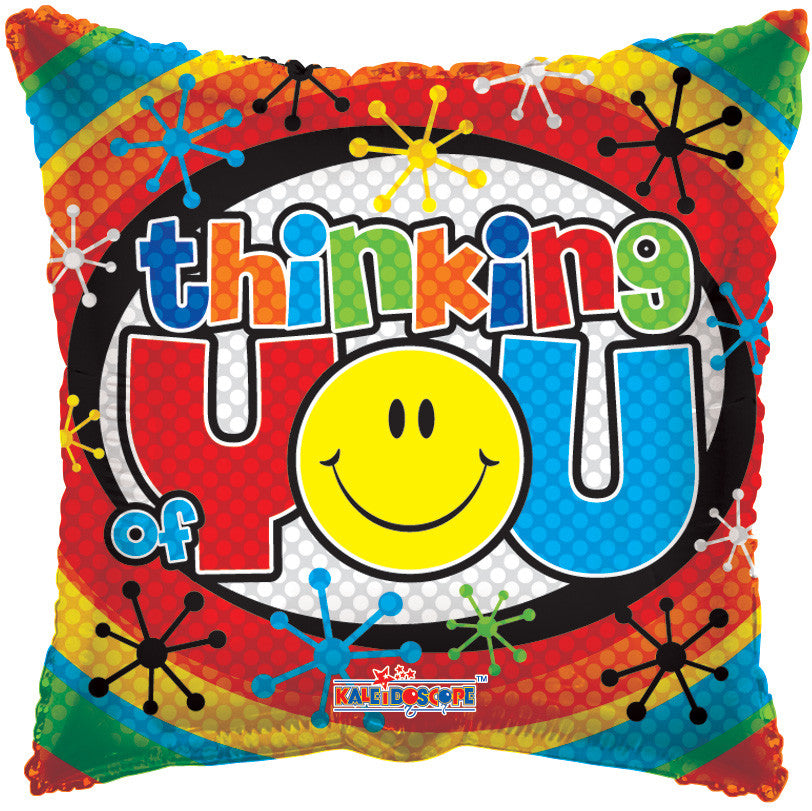 18" Thinking Of You Smiley Square Shape Helium Foil Balloon (5 PACK) #19091-18