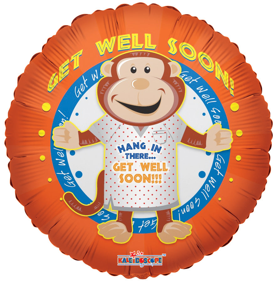9" Get Well Monkey Helium Foil Balloons (5 PACK) #19150-09
