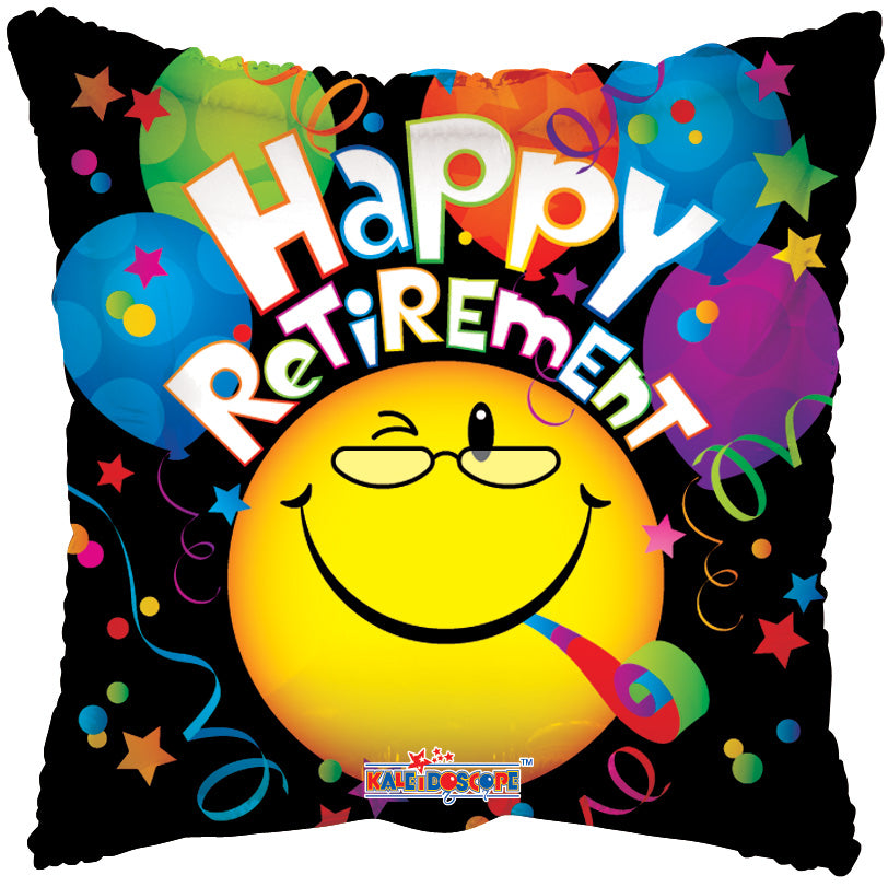 18" Retirement Smiley Face Helium Foil Balloon (5 Pack)#19233