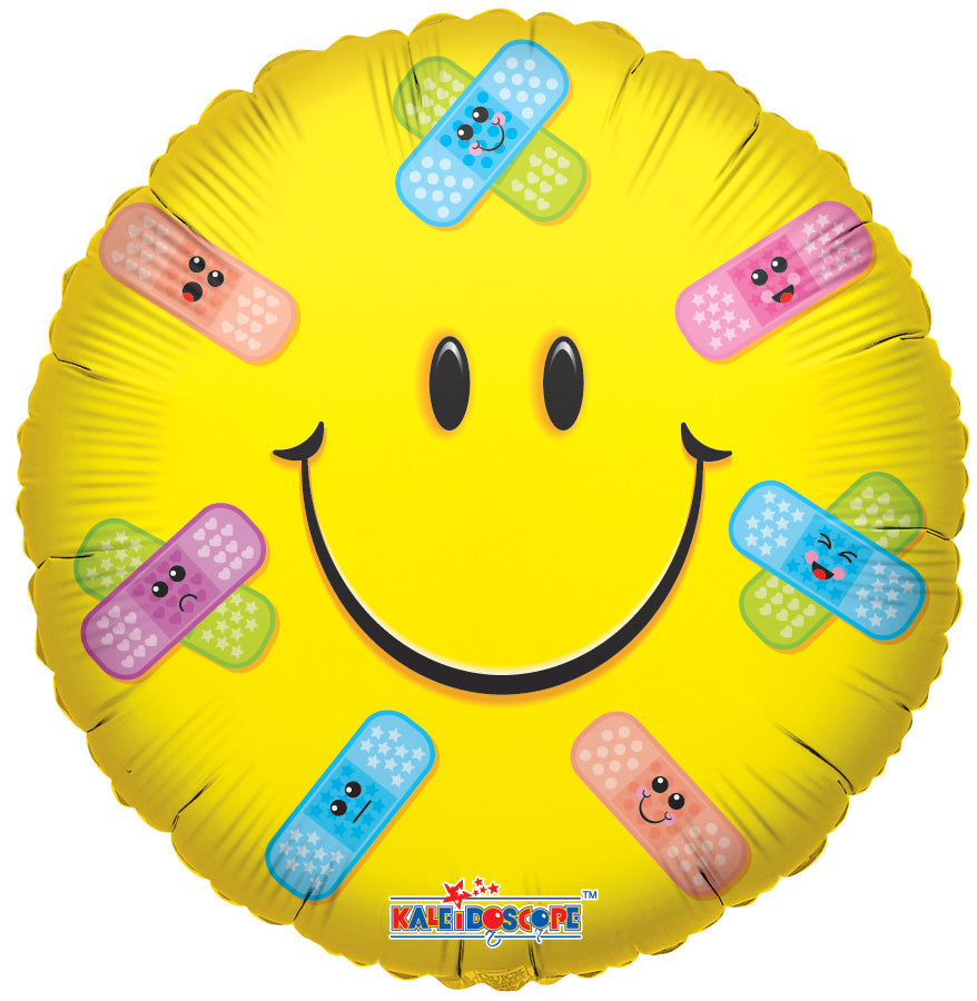 18" Get Well Smile Face Band Aids Helium Foil Balloon (5 pack) #19286