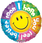18" Get Well Soon Smile Helium Foil Balloons (5 Pack) #19288