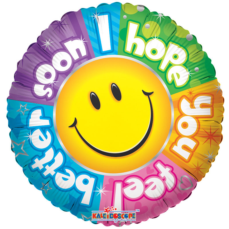18"Hope You Feel Better Soon Smile Face Helium Foil Balloon (5 pack) #19288