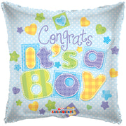 18" Congrats It's A Boy Baby Quilt Helium Foil Balloon (5 PACK) #19294