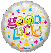 18" Good Luck Smiley Shape  Helium Foil Balloon (5 Pack)#19300