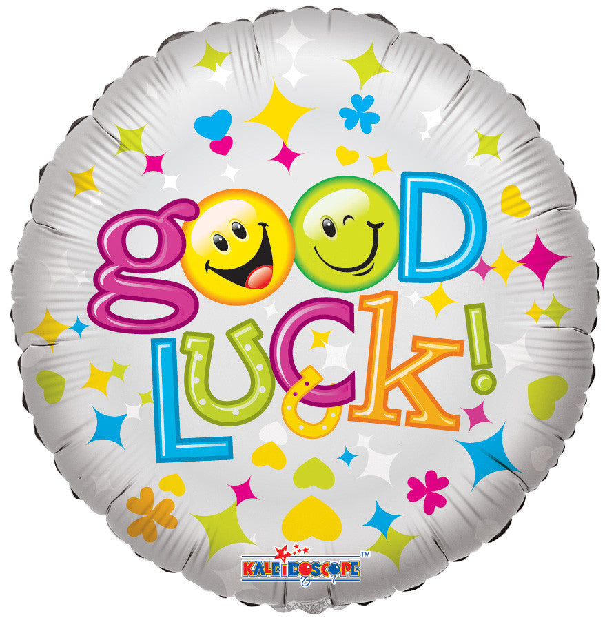 18" Good Luck Smiley Shape  Helium Foil Balloon (5 Pack)#19300