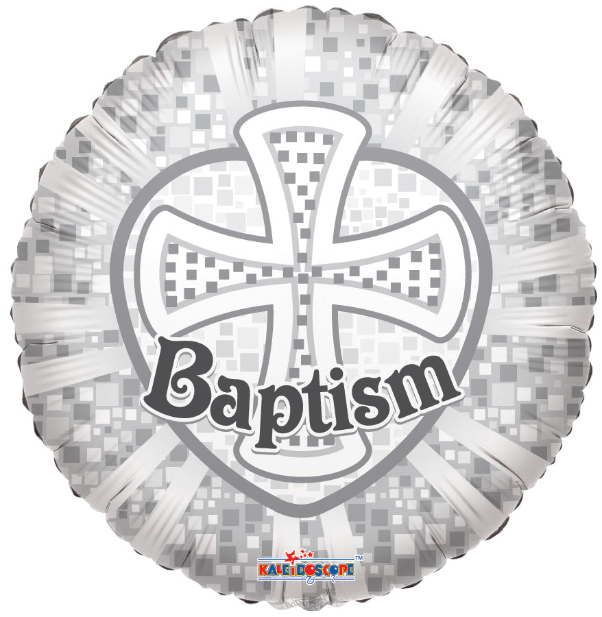 18′′ Baptism White Silver Cross Helium Foil Balloon (5 PACK) #19359