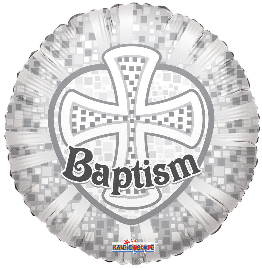 18″ Baptism White Silver Cross Helium Foil Balloon (5 PACK) #19359