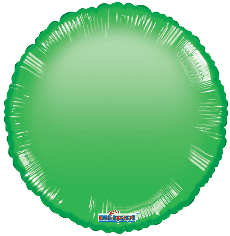 18" Bright Green Circle Helium Gellibean Balloons (5 Pack) #19362