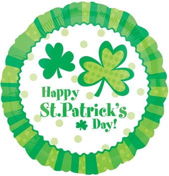 18" Happy St. Patricks Day Clovers & Dots Helium Foil Balloon 1ct #19406