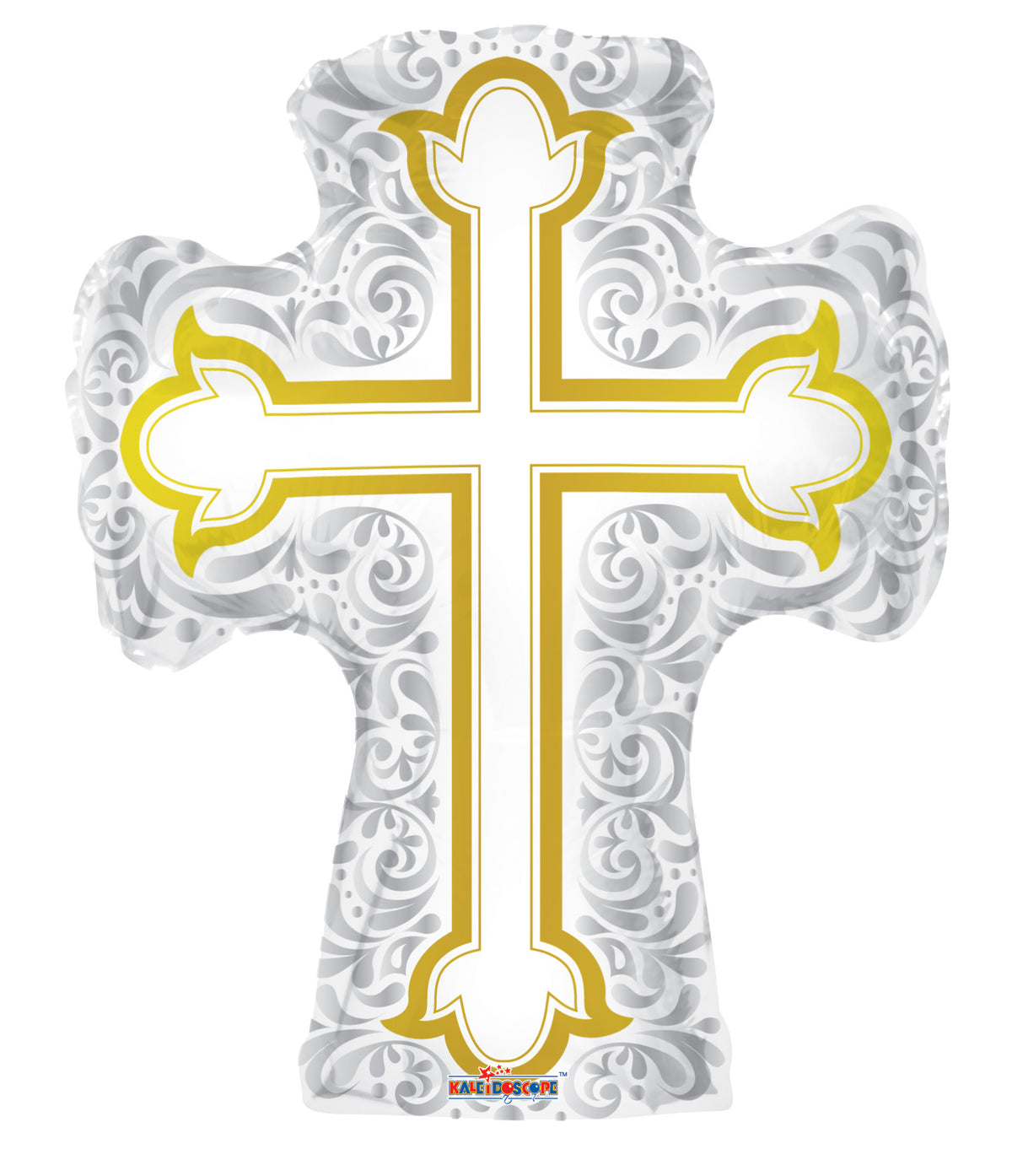 28" Jumbo Silver And Gold Religious Cross Balloon 1ct #19442-28